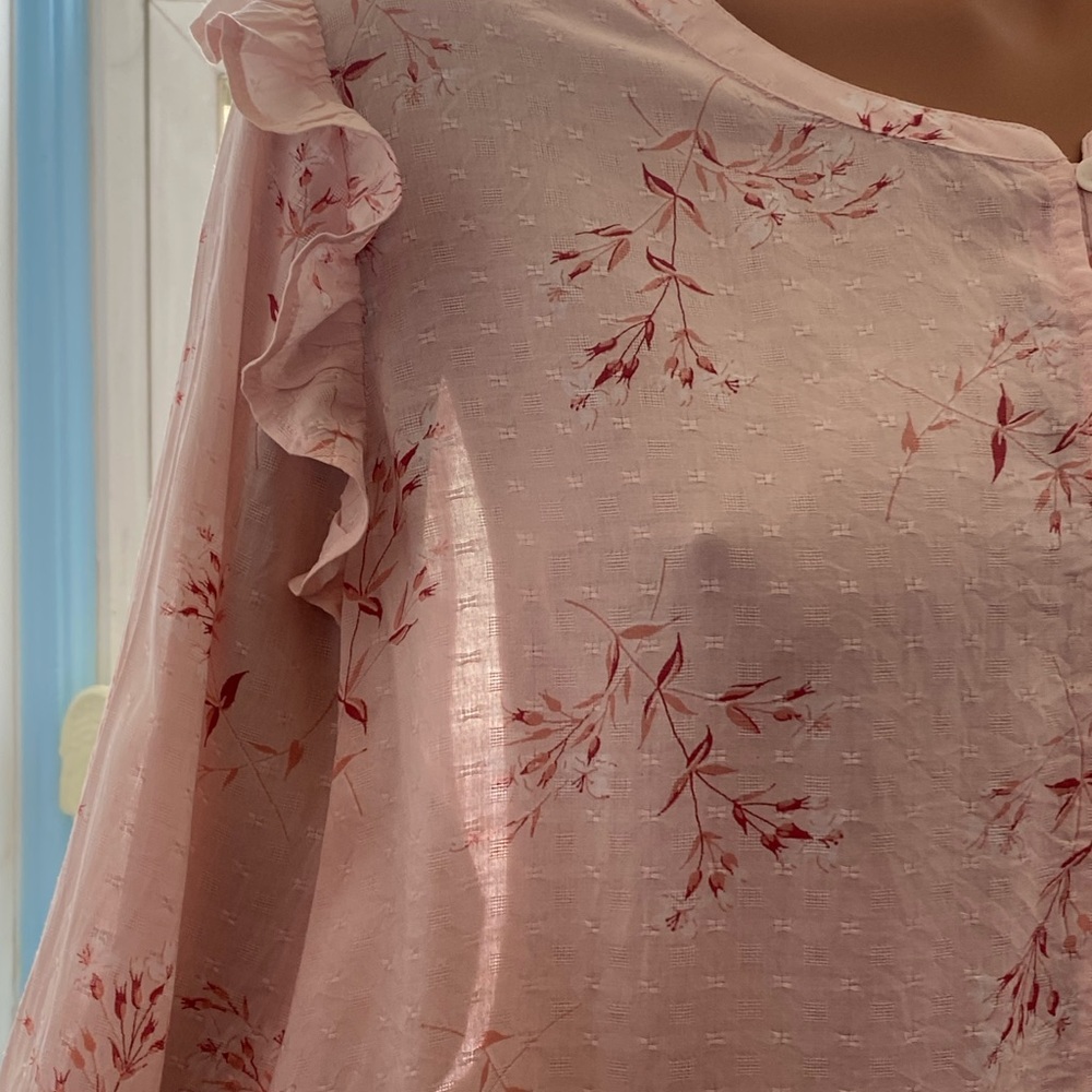 Lucky Brand Pink XL Blouse made with Environmentally Safe Model - Picture 6 of 9